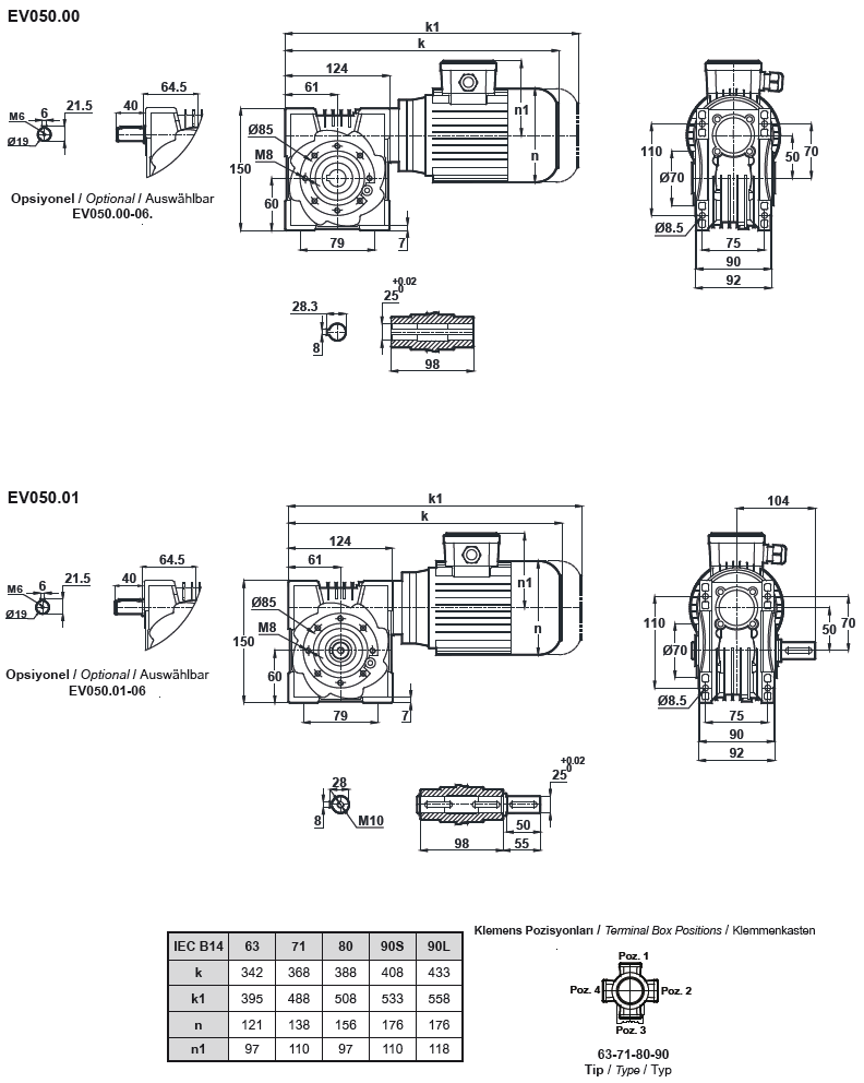 Червячный мотор-редуктор EV050 (EN050)