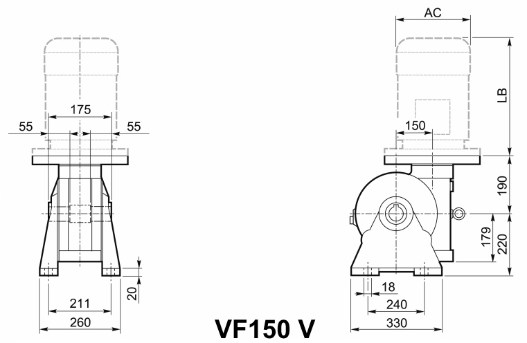 Мотор-редуктор VF 150, исполнение V