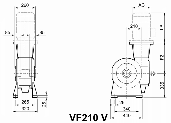 Мотор-редуктор VF 210, исполнение V