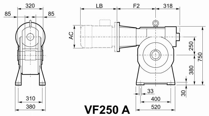 Мотор-редуктор VF 250, исполнение A