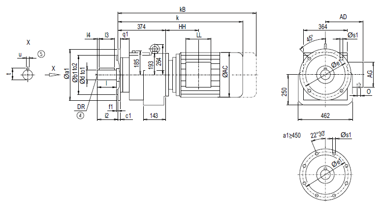 Монтажное исполнение на фланце DF/ZF128 (тип A)