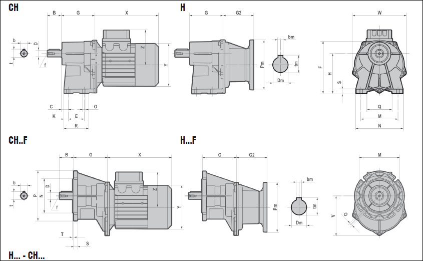 Одноступенчатые мотор-редукторы CHA41, CHA51, CHA61