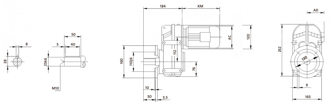 Размеры мотор-редуктора FF37 (фланец)