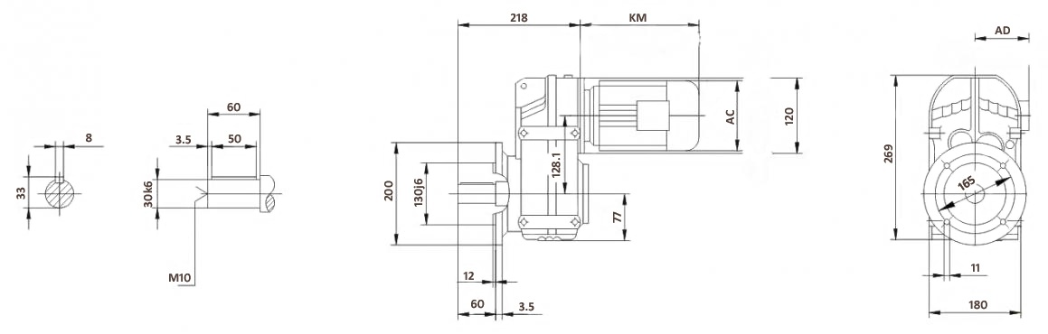 Размеры мотор-редуктора FF47 (фланец)