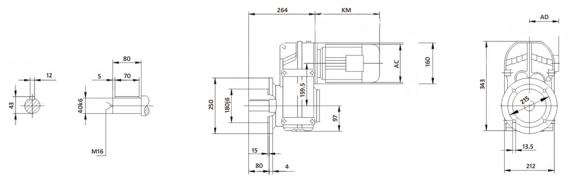 Размеры мотор-редуктора FF67 (фланец)